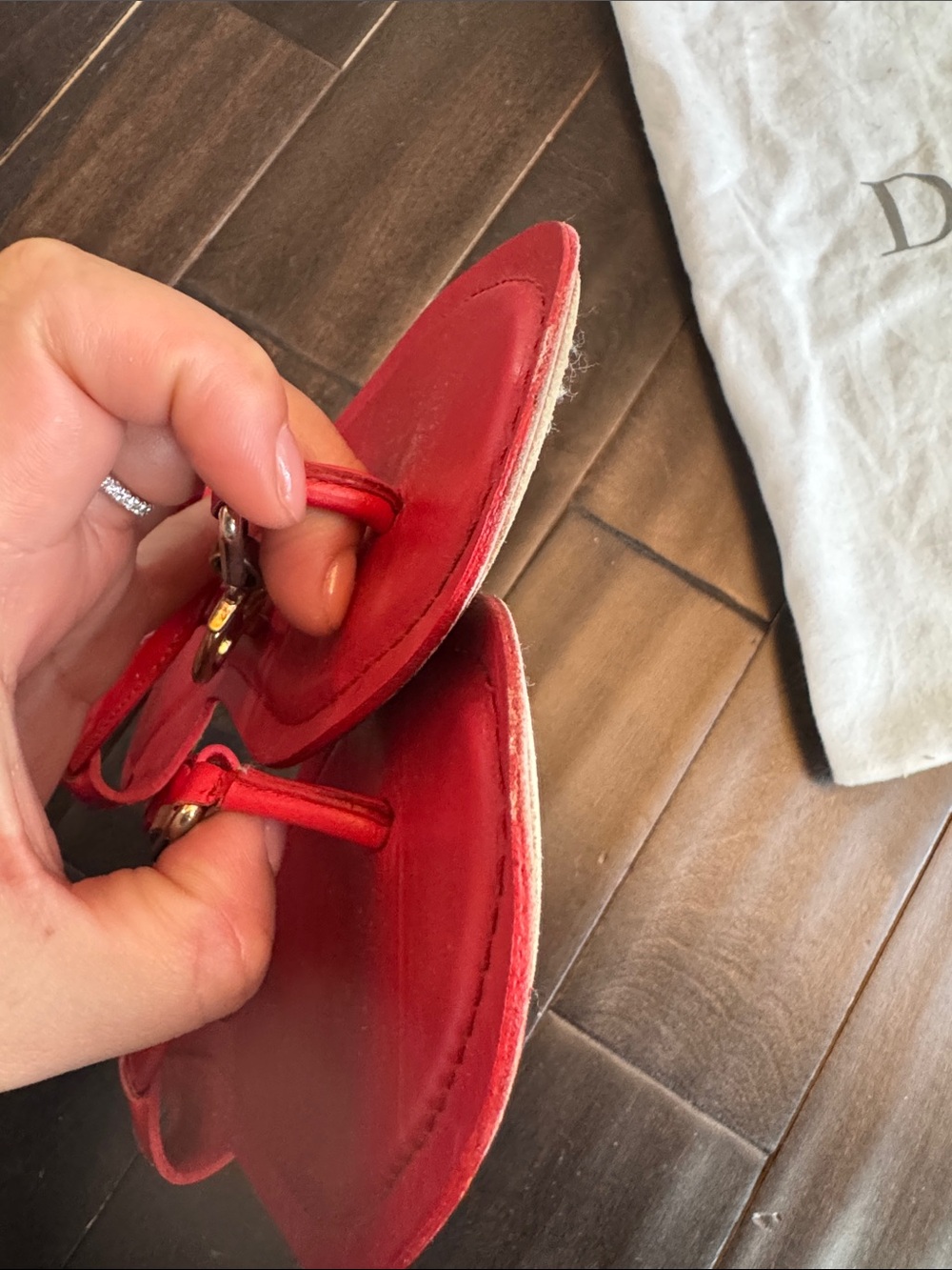 Dior Red Patent Leather Thong Sandals Size 36.5 - Picture 6 of 6